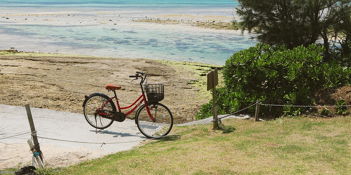 備瀬崎のレンタサイクル駐車スペース